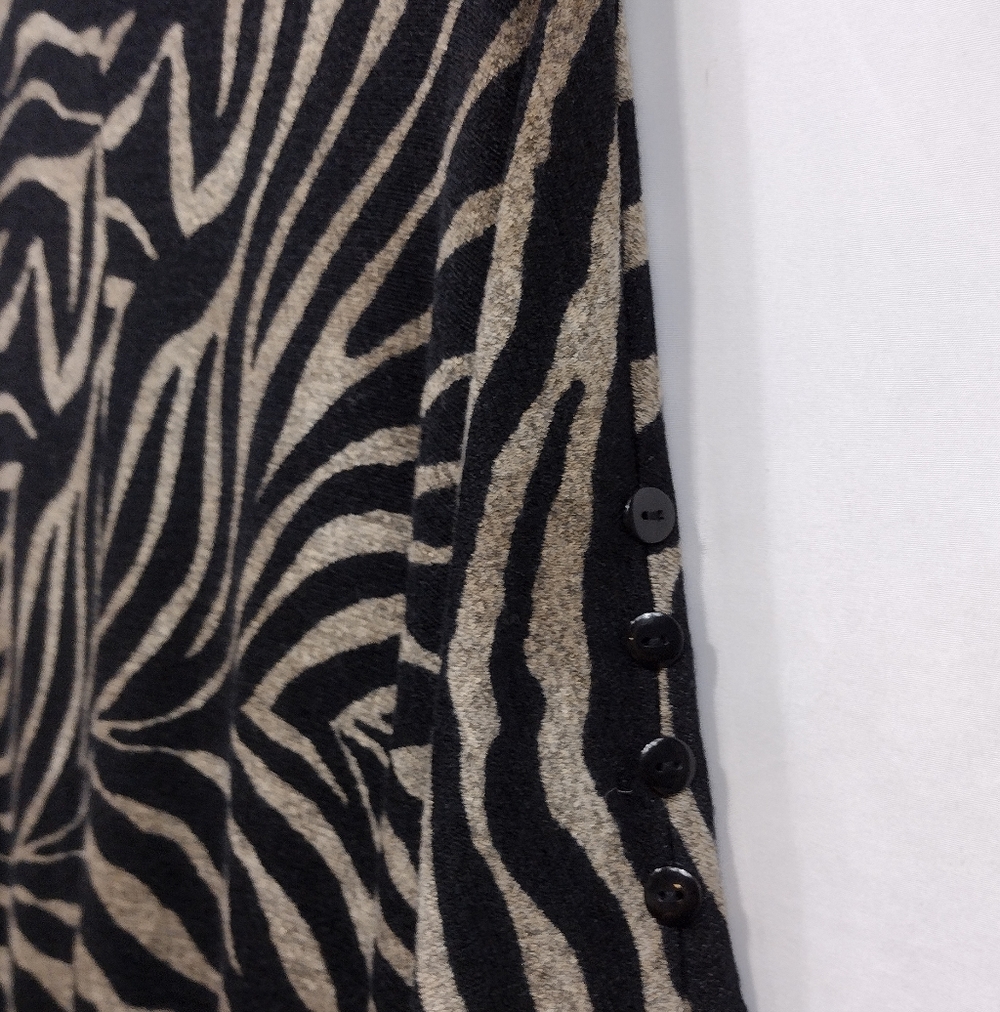 Clara Sun Woo Zebra Print Tunic Women's S Brown Black Boho Retro 90s Y2K - Picture 5 of 10